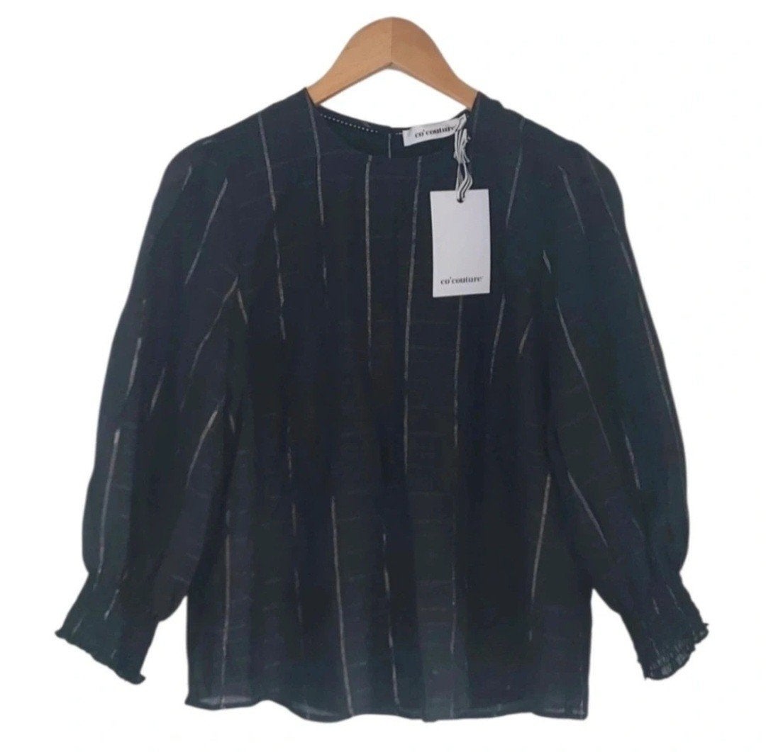 Co'Couture Zwarte Luu Check Smock Blouse Maat S Nieuw!, Verzenden, Zwart, Nieuw, Maat 36 (S)
