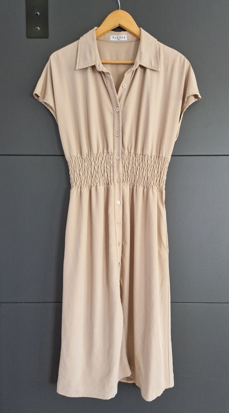 Zomer Jurk  Florez maat S kleur zand, Beige, Ophalen of Verzenden, Zo goed als nieuw, Maat 36 (S)