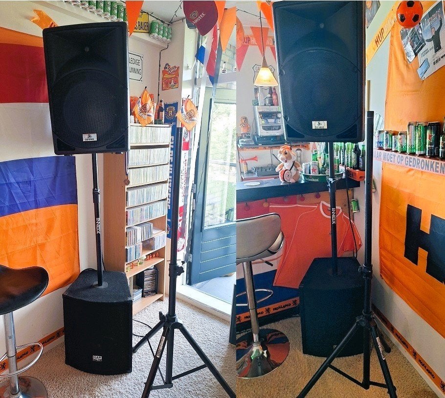 Complete PA passief Geluidset 2x 15”Subwoofers + 15"Tops, Audio, Tv en Foto, Overige typen, Zo goed als nieuw, Inclusief kabels