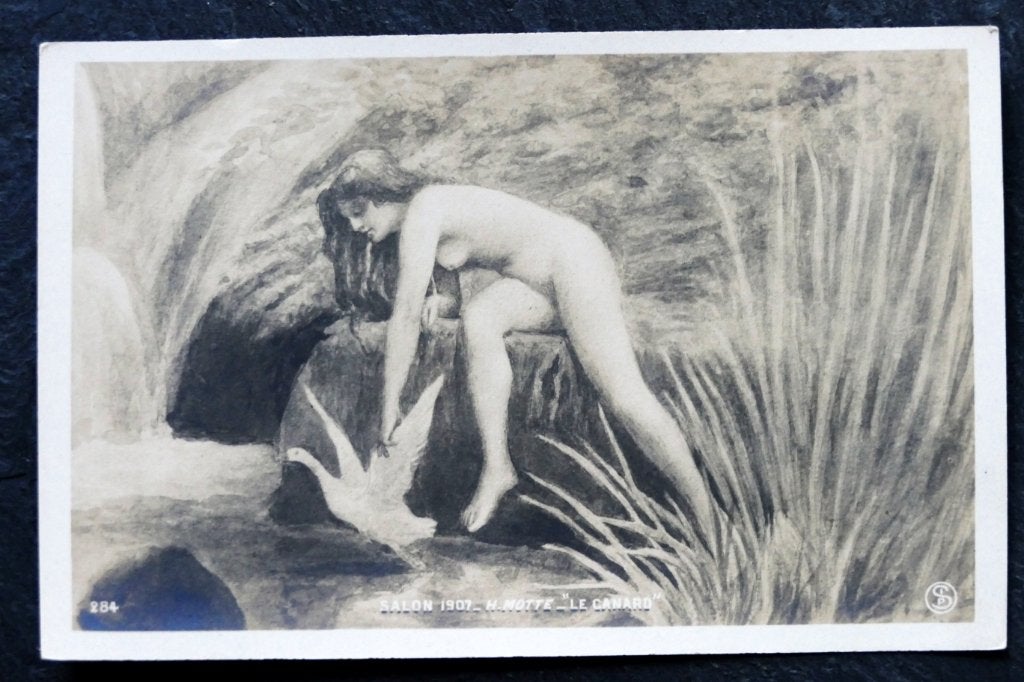 De blote dame en de gans, H. Motte, Salon 1907, Verzenden, Voor 1920, Ongelopen, Overige thema's