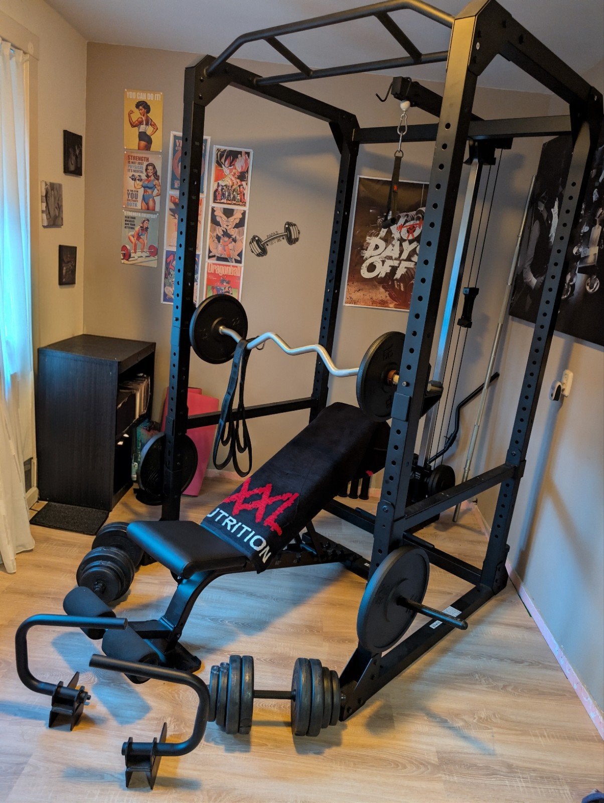 Complete Home Gym (8mnd oud) + Rack + Bench + IJzer, Ophalen, Zo goed als nieuw, Krachtstation