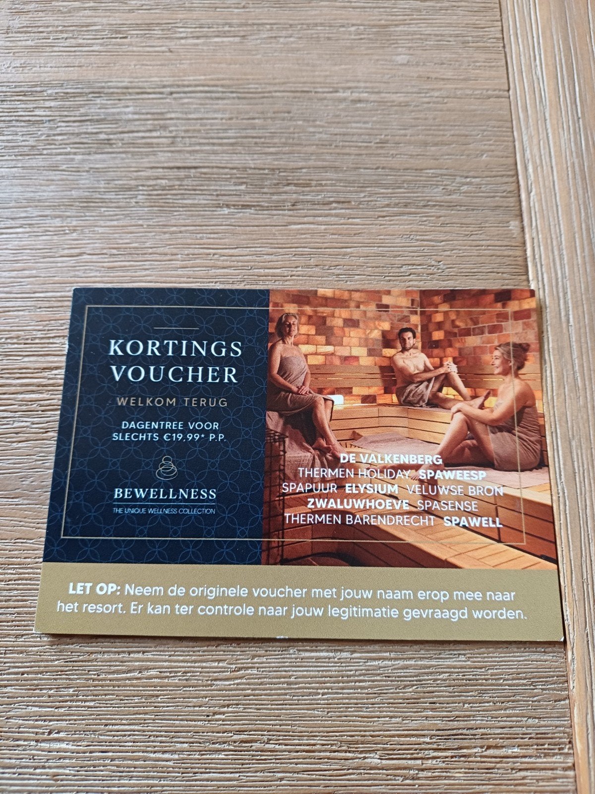 kortingsvoucher sauna bewellness welkom terug actie, Twee personen, Kortingsbon, Spa of Sauna