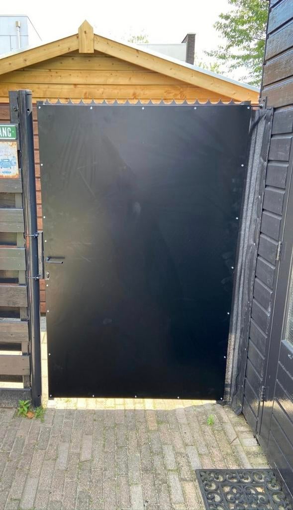 Zwarte stalen poort - Gebruikt, Ophalen, Gebruikt, Draaipoort, 150 tot 200 cm