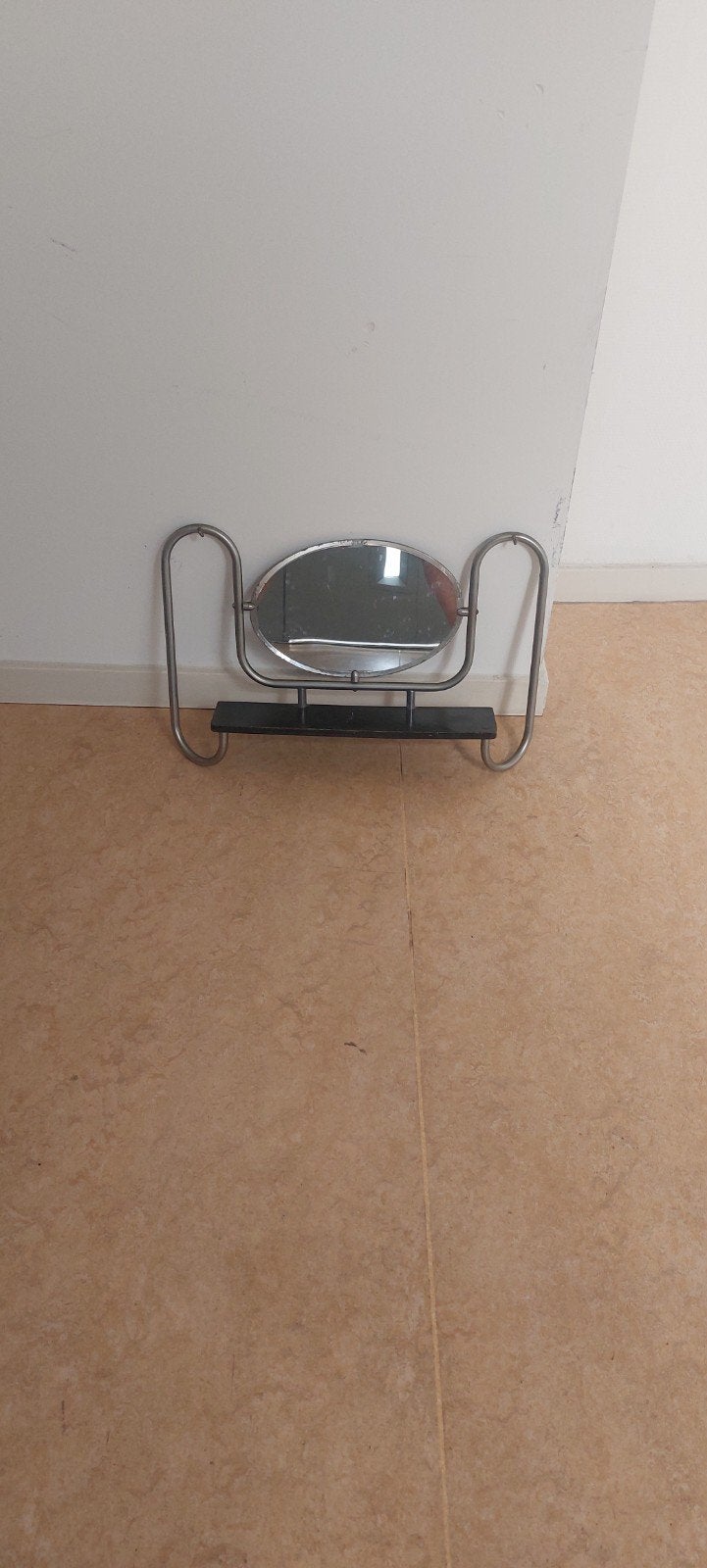 Vintage kapstok met spiegel en plankje, Antiek en Kunst, Ophalen, Ovaal, Minder dan 50 cm, Minder dan 100 cm