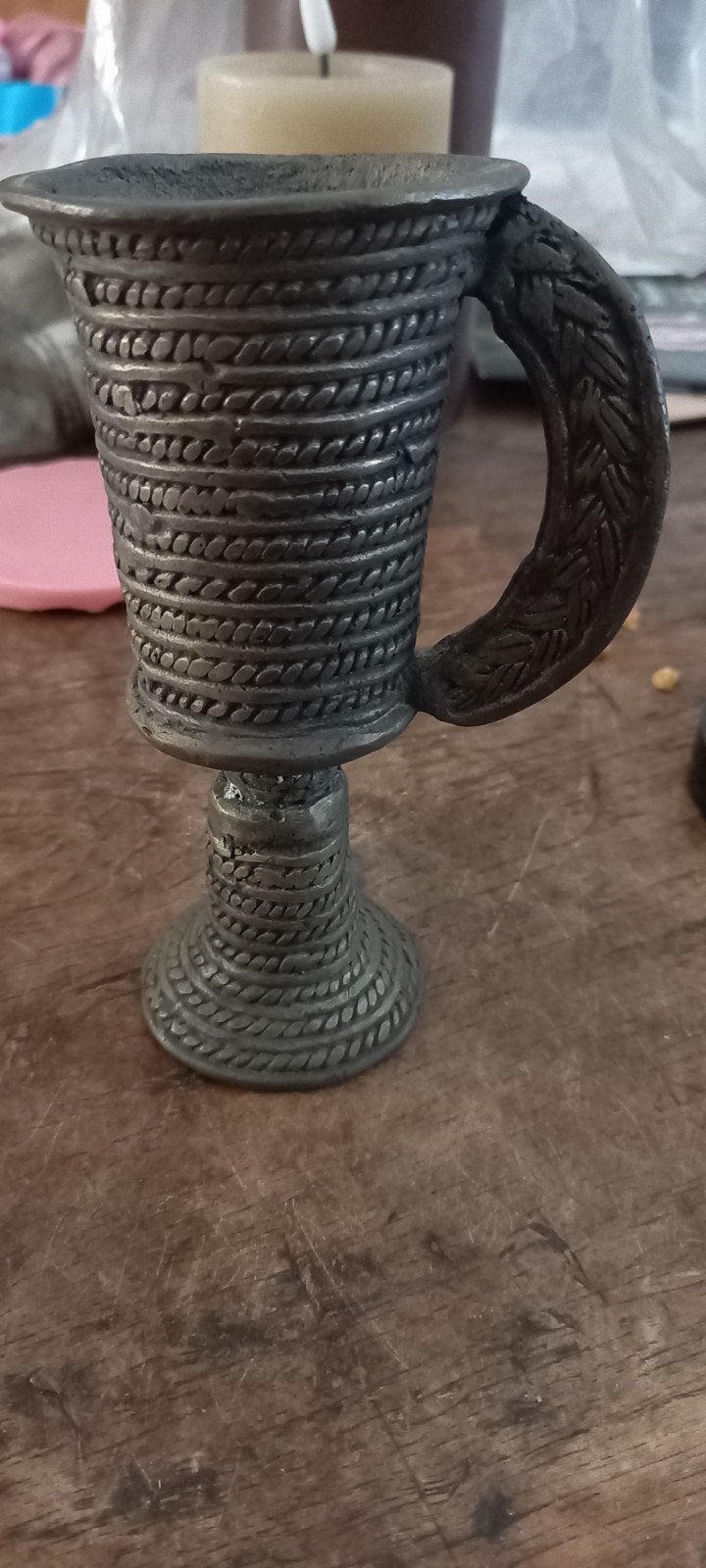 antieke Handgemaakte bronzen beker, Ophalen of Verzenden