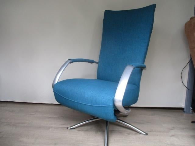 NIEUWSTAAT Hjort Knudsen relax fauteuil stof  blauw medium, Ophalen, Zo goed als nieuw, 150 cm of meer, Overige materialen