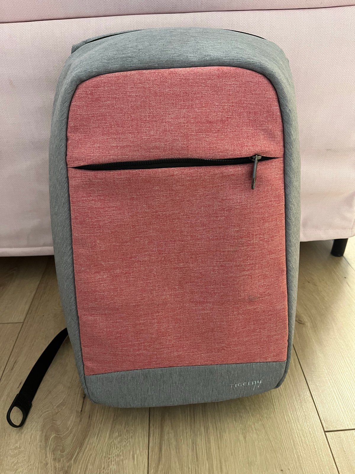 Stijlvolle Tigernu dames laptop rugzak - Grijs/Roze, Overige merken, Gebruikt, 25 tot 40 cm, Ophalen of Verzenden