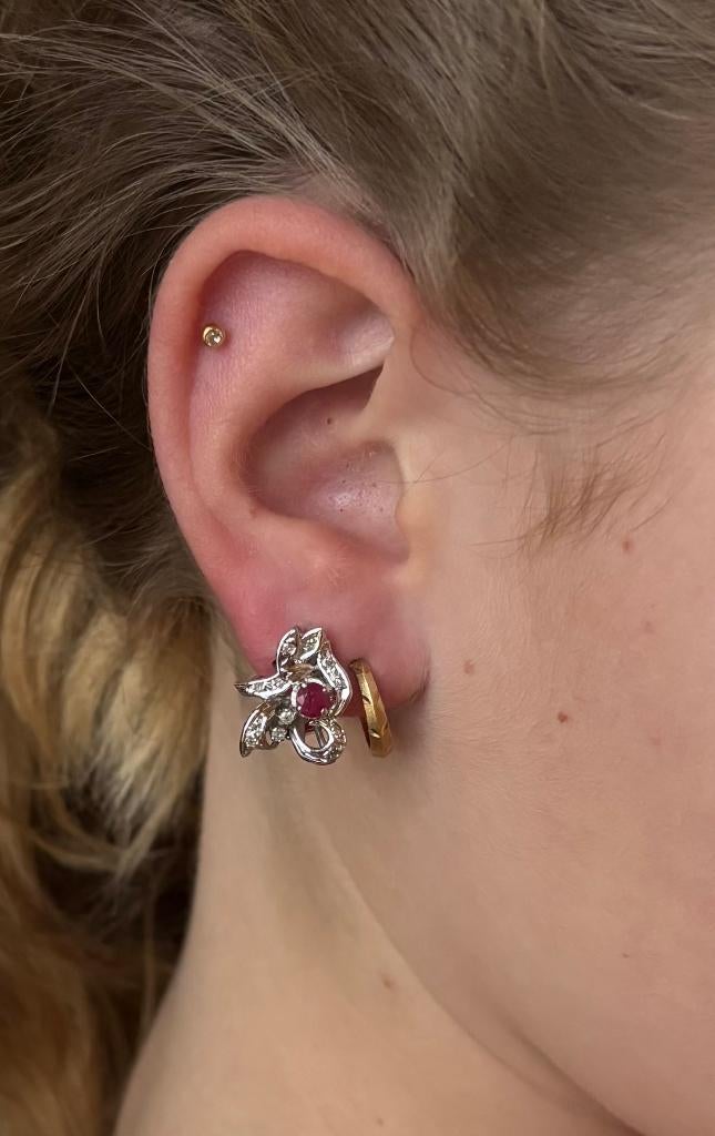 Diamanten robijn fraai set gouden dames oorbellen luxe, Sieraden, Tassen en Uiterlijk, Oorbellen, Voordeelsieraden, Verzenden
