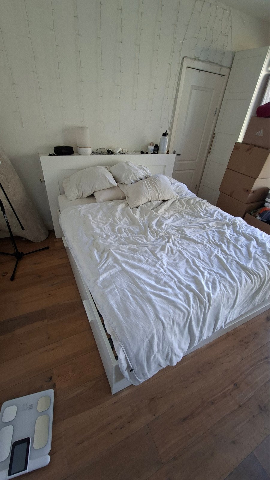 IKEA Brimnes bed 180x200 wit met lades, Ophalen, Gebruikt, Wit, Tweepersoons
