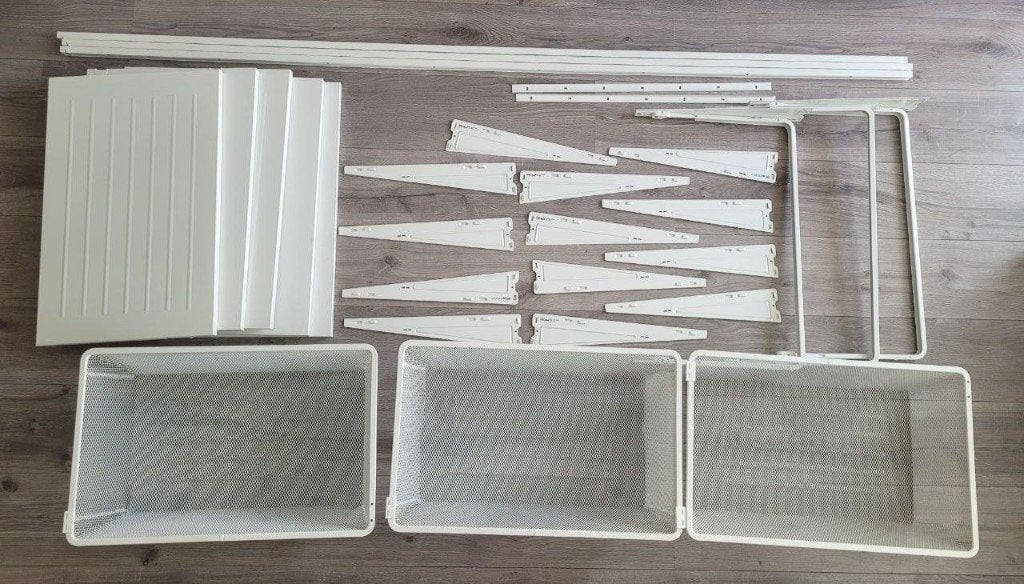 IKEA kledingkast systeem met manden en planken, Huis en Inrichting, Kasten | Kledingkasten, Ophalen, 100 tot 150 cm, 50 tot 100 cm
