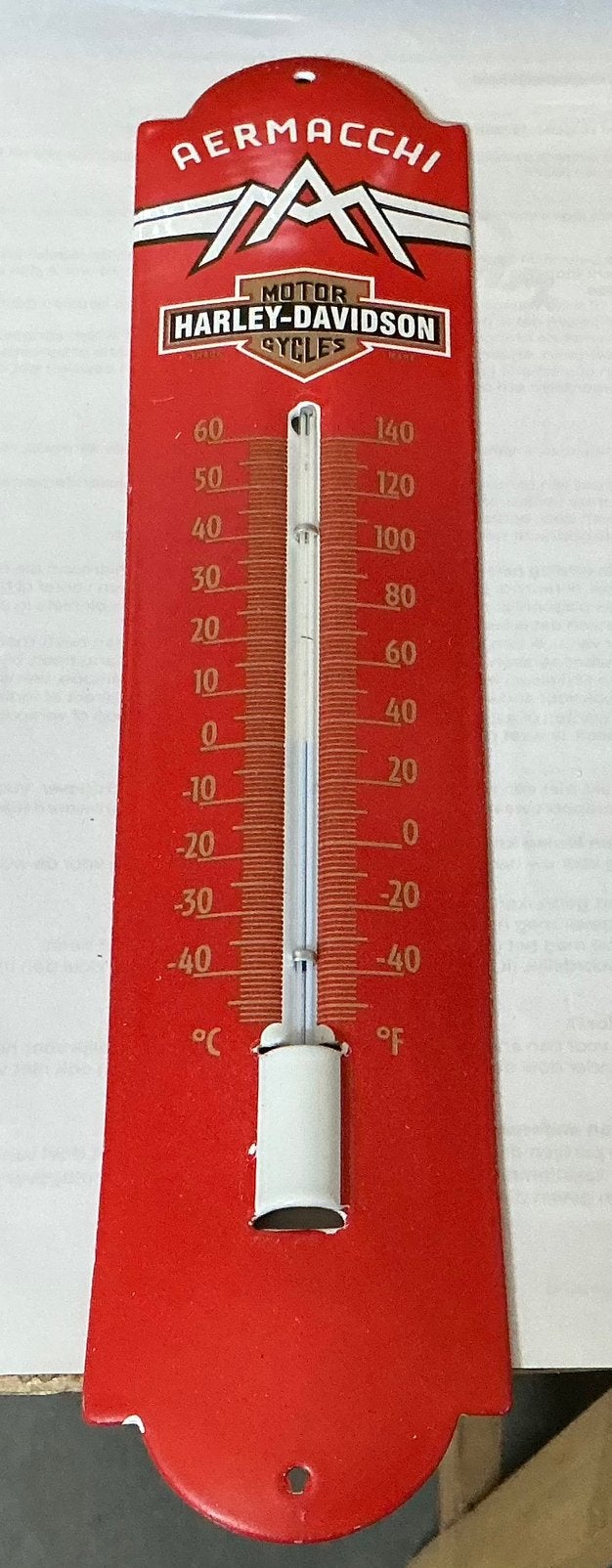Emaille Thermometer harley davidson, Gebruikt, Binnenthermometer, Ophalen of Verzenden, Overige merken