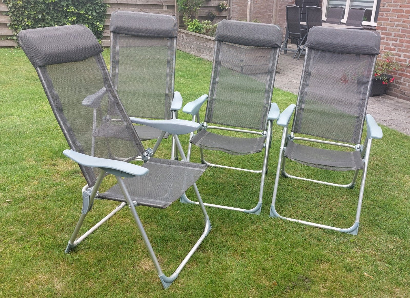 Verstelbare campingstoelen, 4 stuks, Caravans en Kamperen, Kampeeraccessoires, Ophalen, Gebruikt