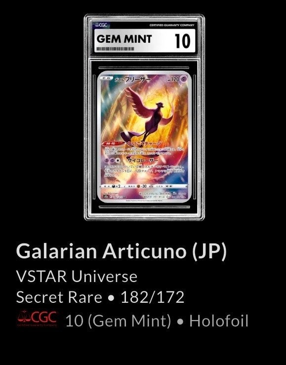 Galarian Articuno (JP) VSTAR Universe Secret Rare CGC 10, Ophalen of Verzenden, Nieuw, Losse kaart, Foil