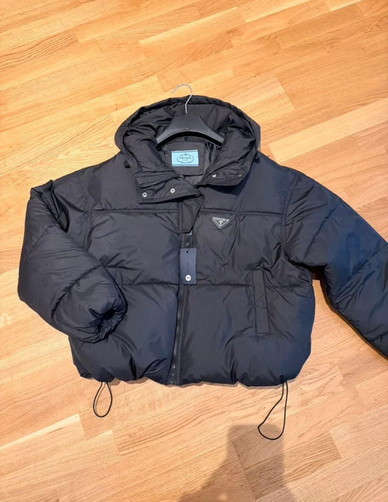 Down puffer jacket jas prada dames zwart, Ophalen of Verzenden, Nieuw, Maat 36 (S), Zwart