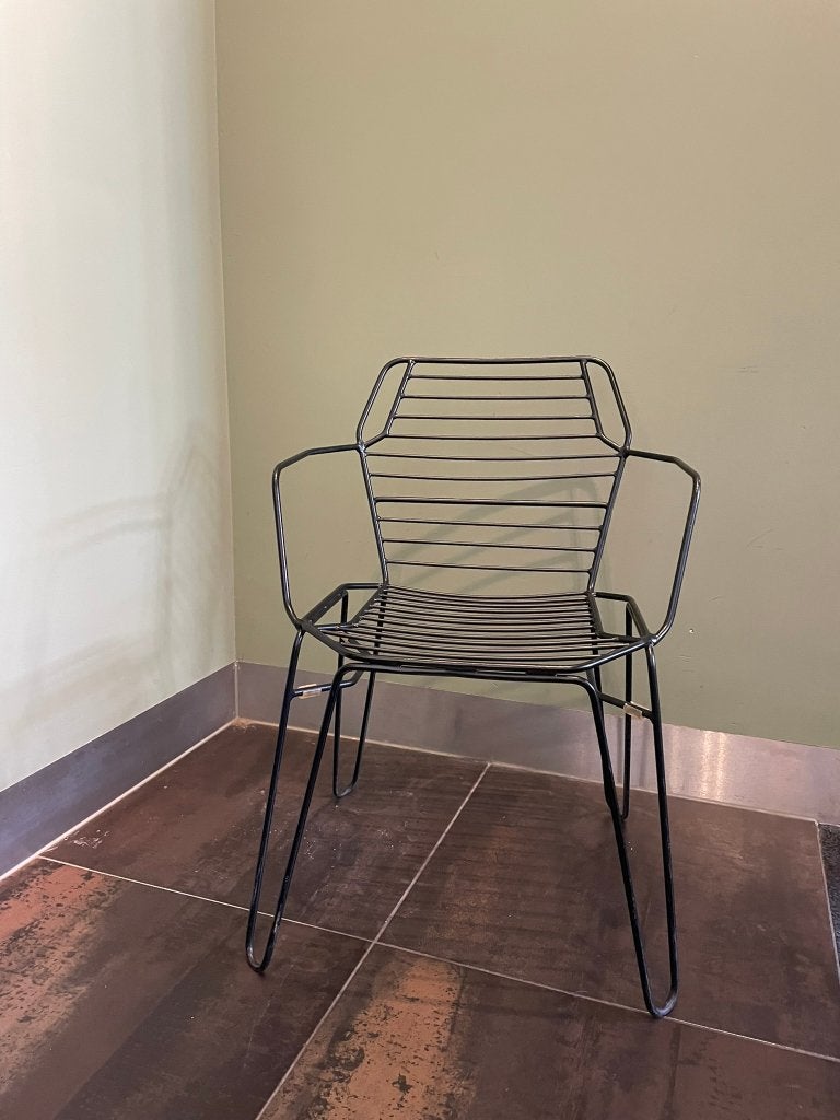 Satelliet IFI AC Zwarte Stalen Terrasstoelen/tuinstoelen, Ophalen, Gebruikt, Metaal, Stapelbaar