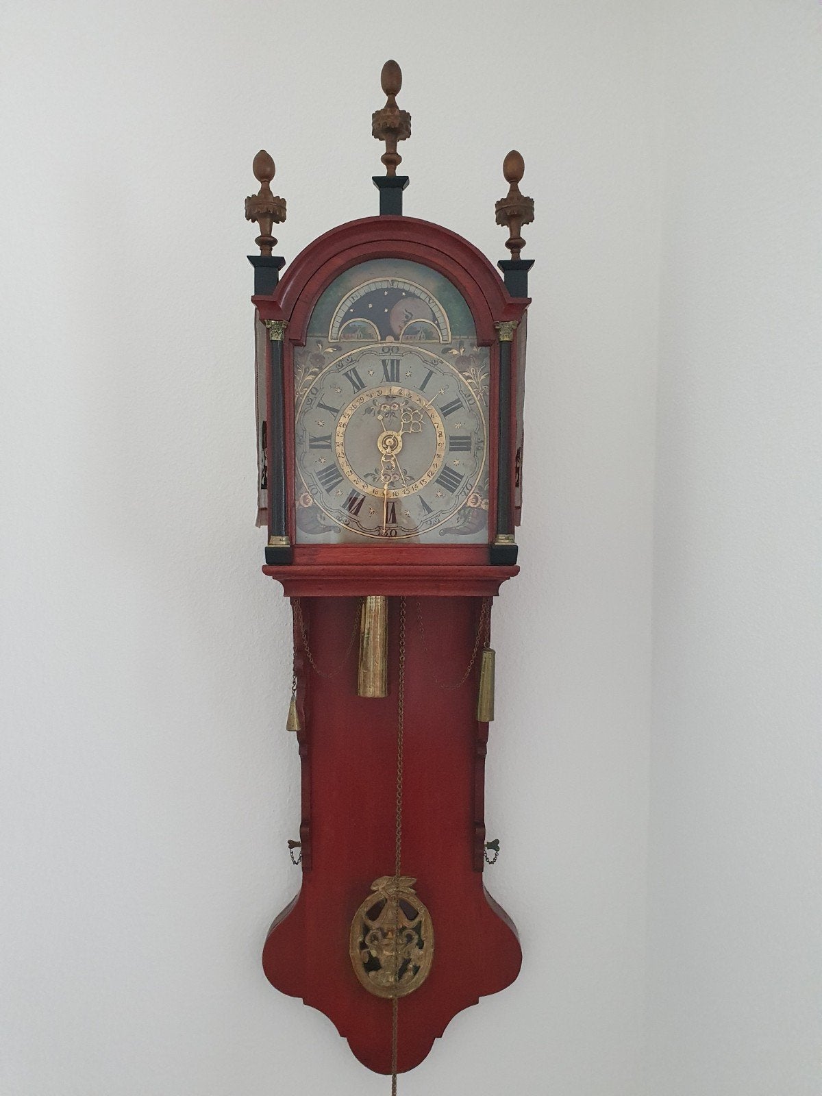 Antieke Friese staartklok met maanstand, circa 1820-1840, Ophalen