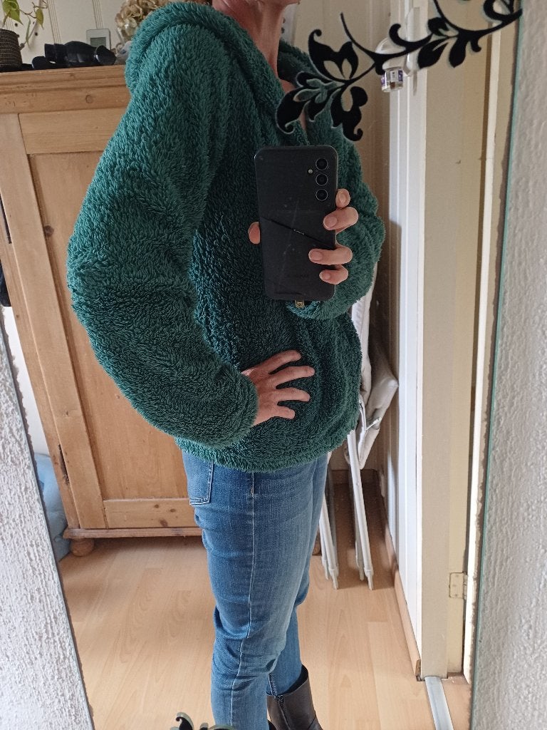 HEMA groen, fluffy vest met capuchon, maat S, Ophalen of Verzenden, Zo goed als nieuw, Maat 36 (S), Hema