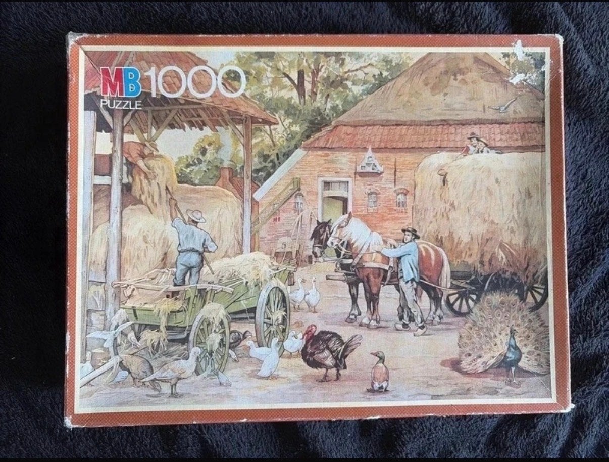 MB - Boerderijtafereel, Ophalen of Verzenden, 500 t/m 1500 stukjes, Gebruikt, Legpuzzel