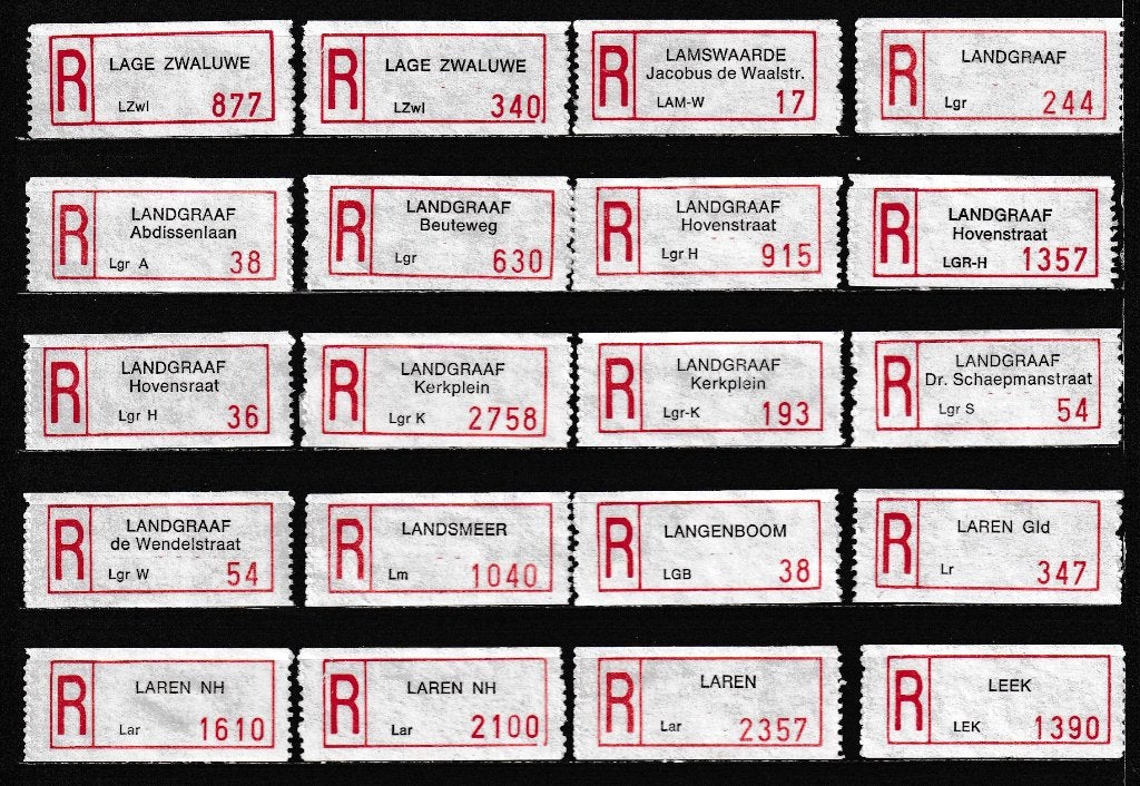139 Aantekenstrookjes, Type 90, Letter L, Verzenden, Na 1940, Gestempeld