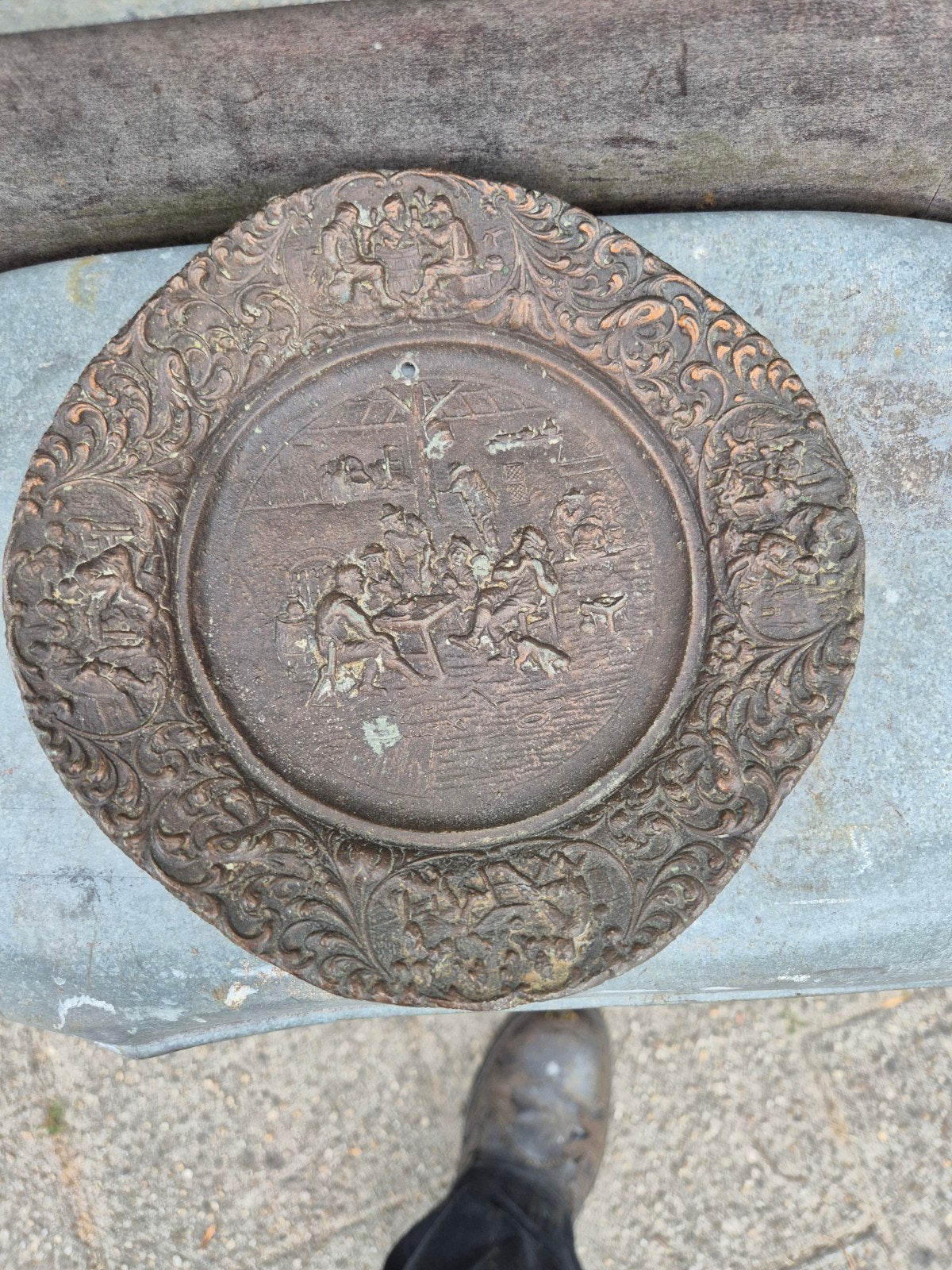 Antieke koperen bord, Ophalen of Verzenden