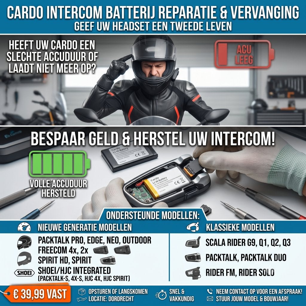 Cardo Intercom Batterij Reparatie & Vervanging Service, Ophalen