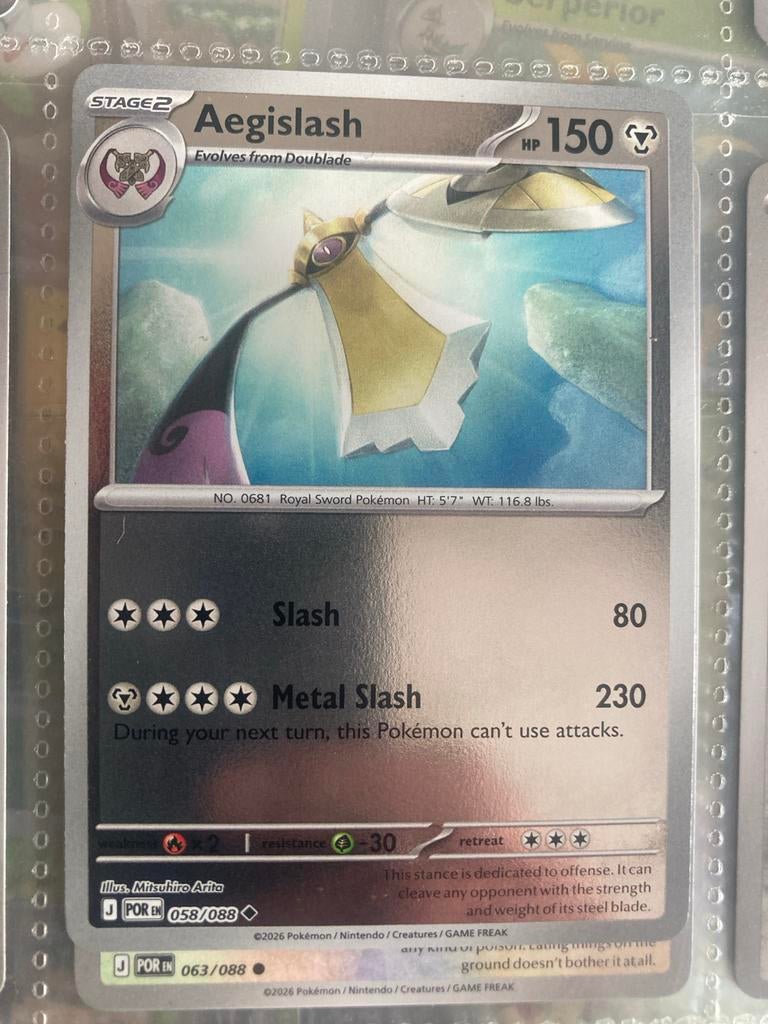 Aegislash Pokémon Kaart - Zeldzaam en in Topconditie!, Ophalen of Verzenden, Zo goed als nieuw, Losse kaart
