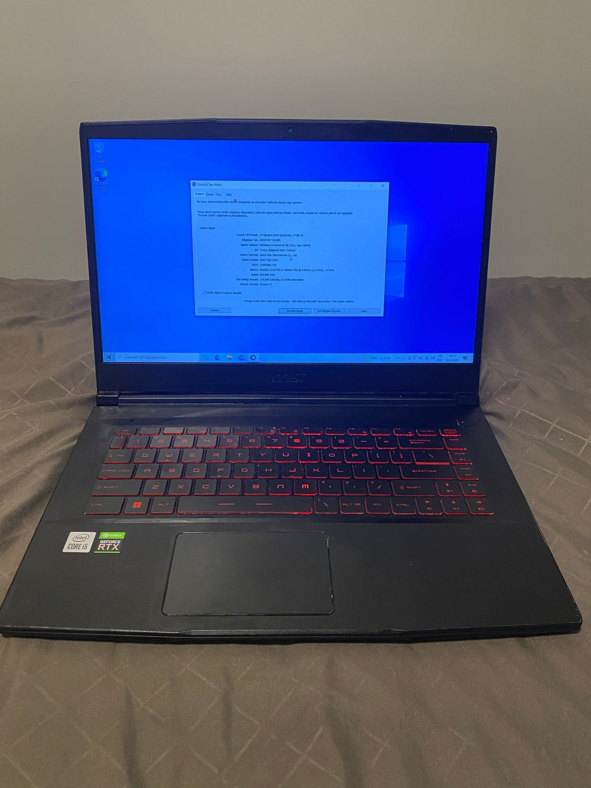 MSI Thin GF63 10UC Gaming Laptop i5-10500H RTX 3050, Gebruikt, Met videokaart, 2 tot 3 Ghz, 8 GB