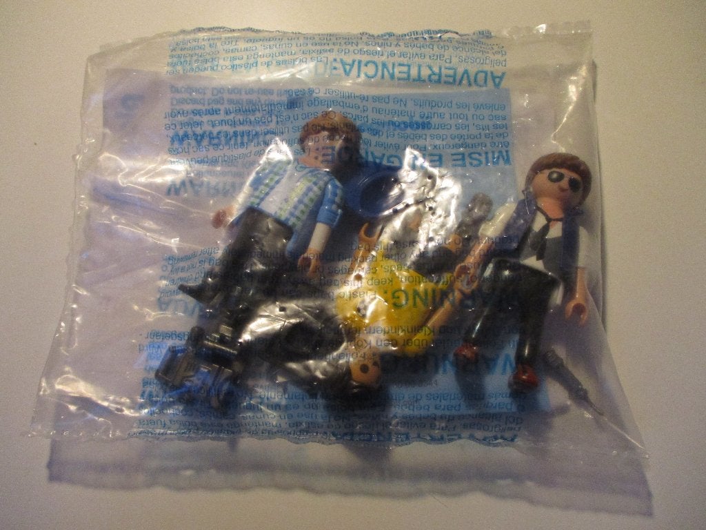 playmobil poppetjes voetballer met pers, Ophalen of Verzenden, Nieuw, Complete set
