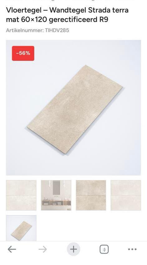 Gratis ophalen: Beige Vloer- wandtegels beige mat 60x120 cm, Ophalen, Steen of Klei, 50 tot 150 cm, Nieuw