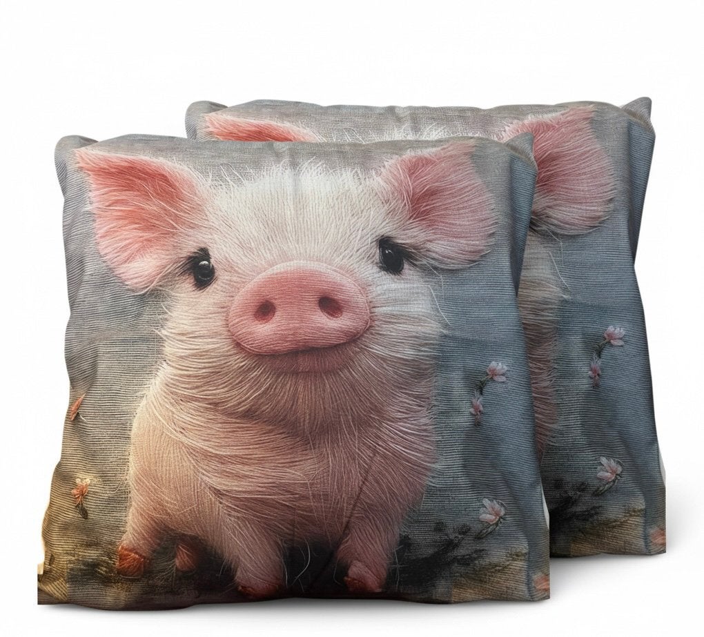 NIEUW !! Twee superleuke kussenhoesjes met biggetje, Ophalen of Verzenden, Nieuw, Vierkant