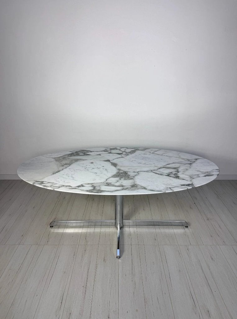 Florence Knoll ovale marmeren eettafel Roche Bobois vintage, Huis en Inrichting, Ophalen of Verzenden, Zo goed als nieuw, Vintage