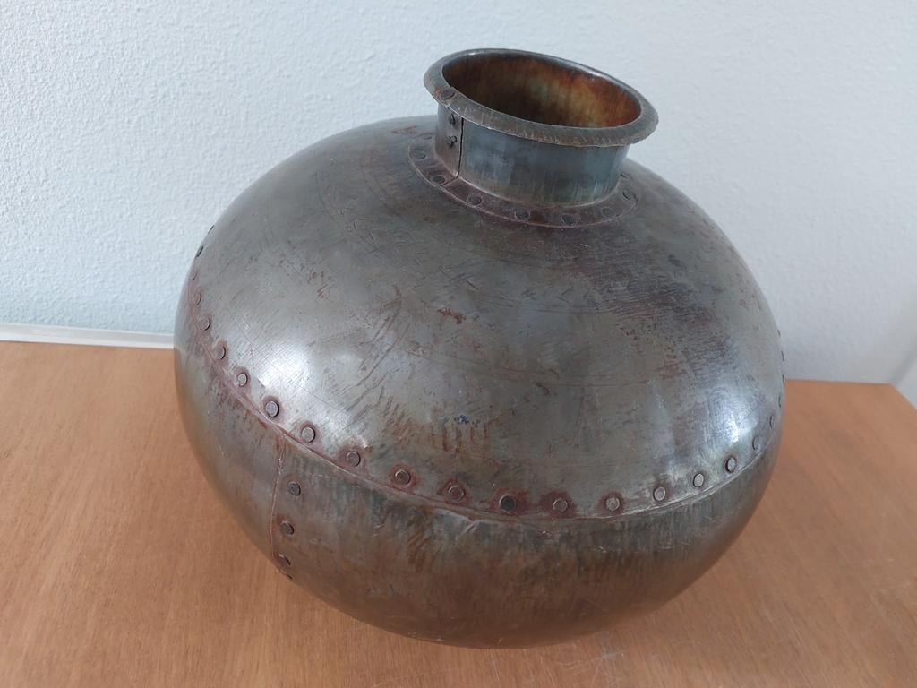 Vintage metalen waterkruik uit India, Verzenden, Minder dan 50 cm, Schilderij, Minder dan 50 cm