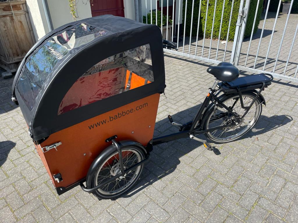 Erg mooie Babboe Dog-E bakfiets, Fietsen en Brommers, Fietsen | Bakfietsen, ., Huif, Zo goed als nieuw, Babboe