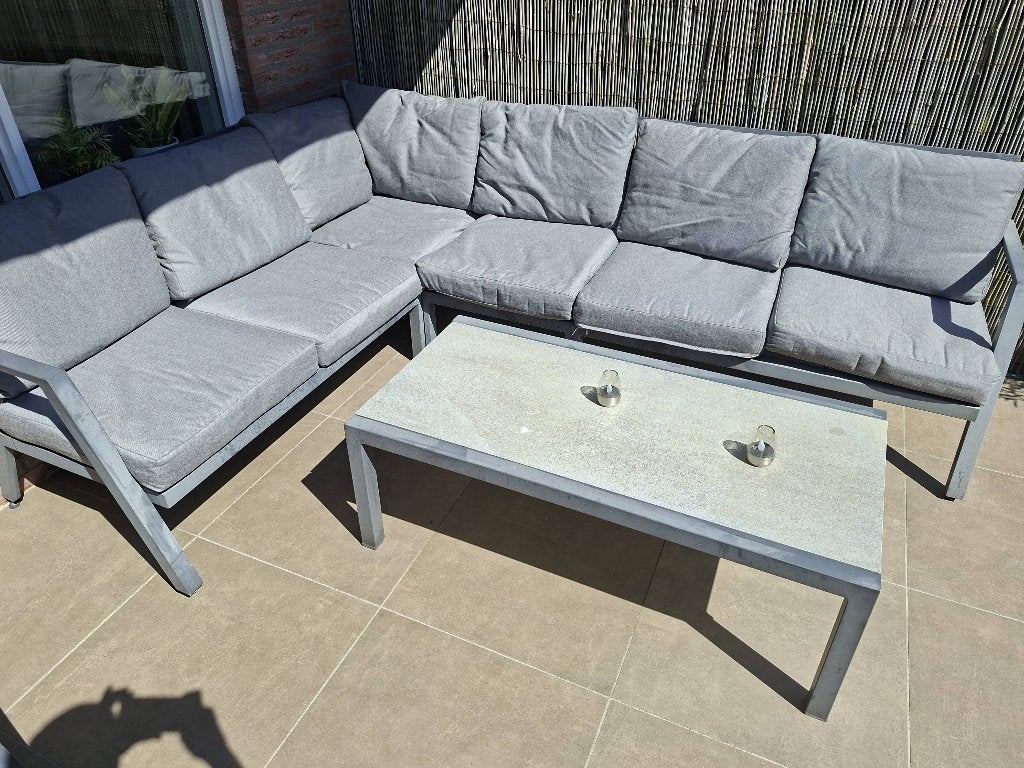 Loungeset antraciet inclusief tafel, Ophalen, Gebruikt, 6 zitplaatsen, Aluminium