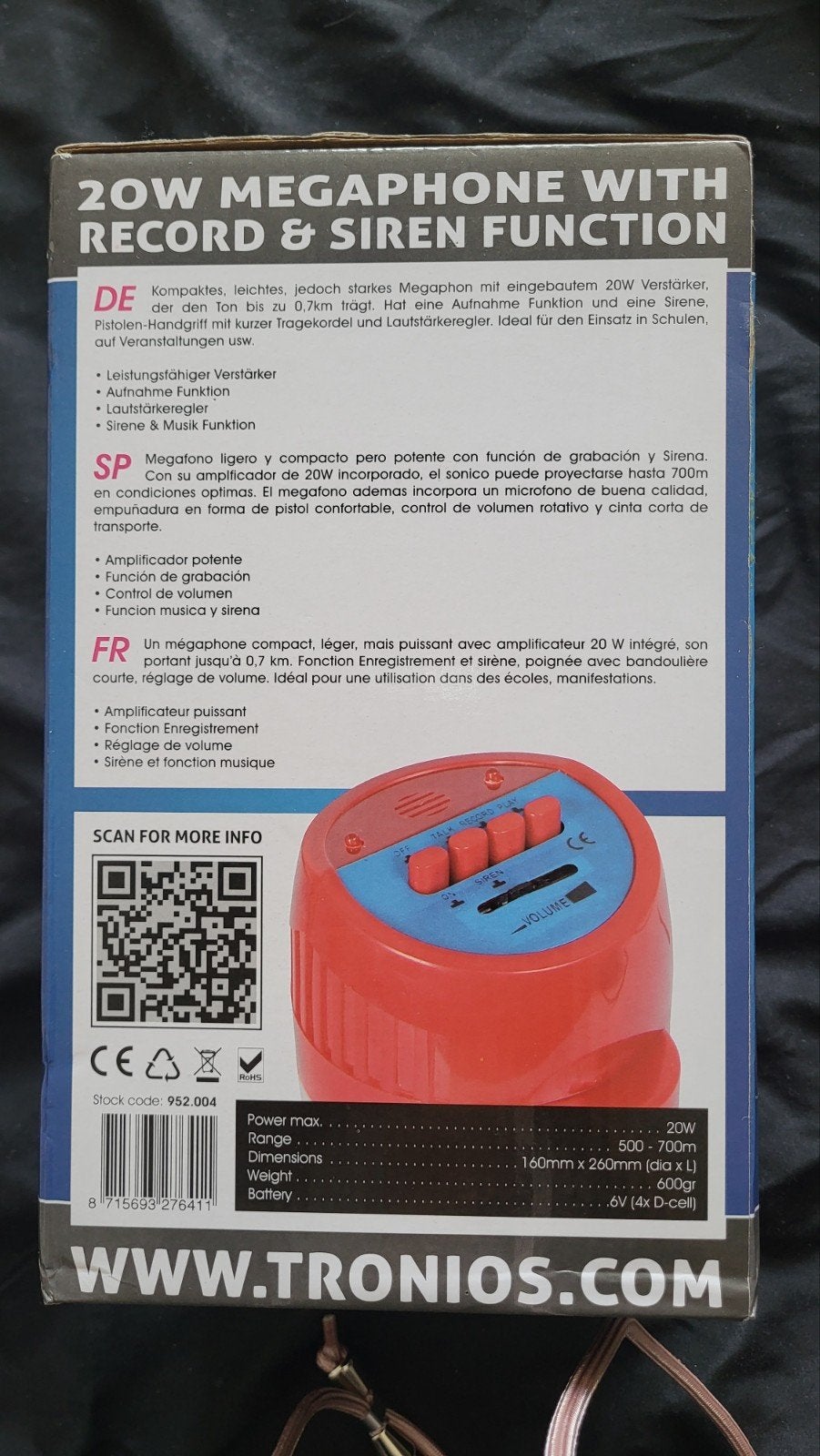 Foto 4 van Vonyx MEGO20 Megaphone met opname- en sirenefunctie