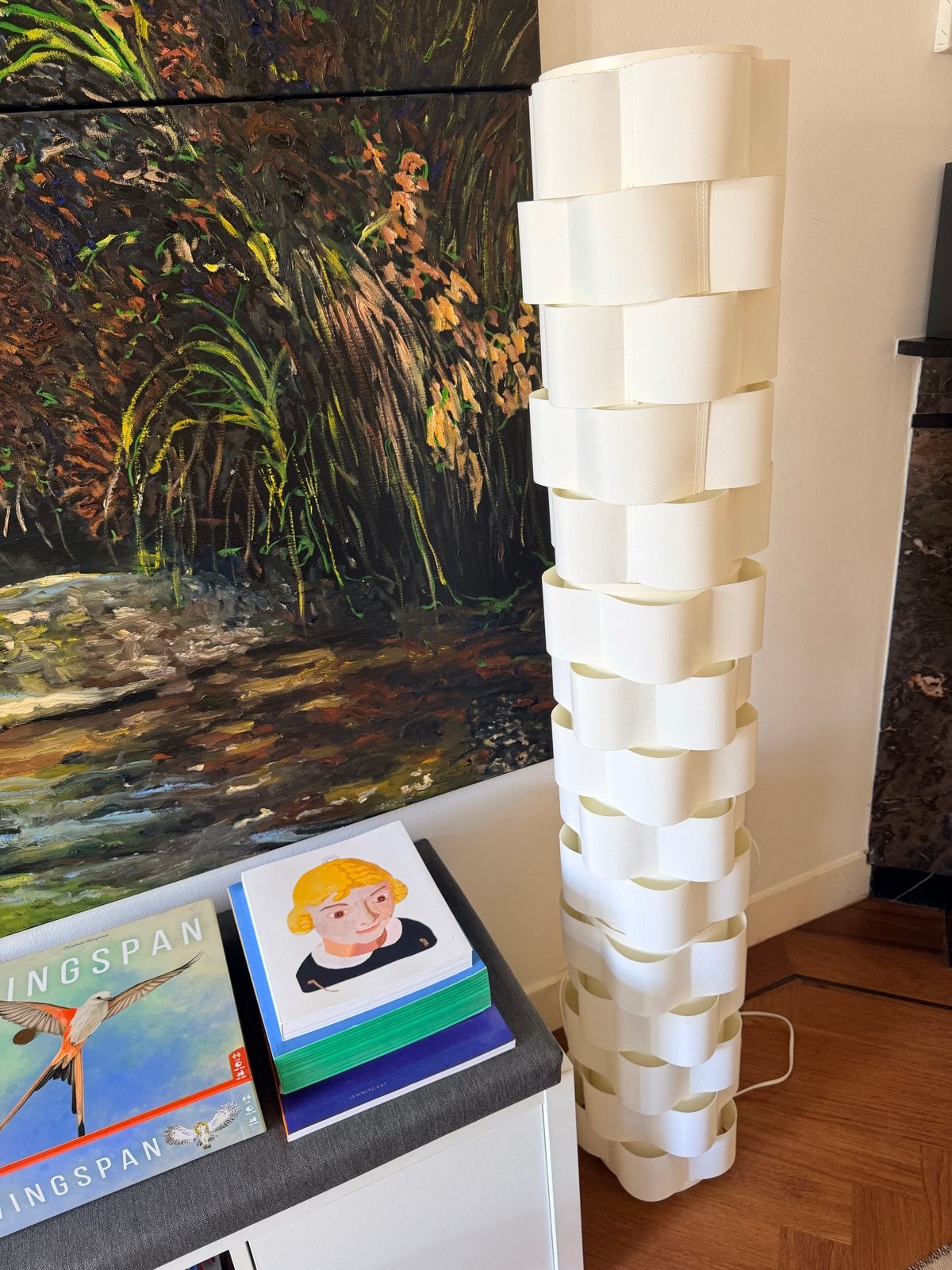 IKEA leuke papieren vloerlamp - wit, modern design, Ophalen, Gebruikt, E27 (groot), Modern