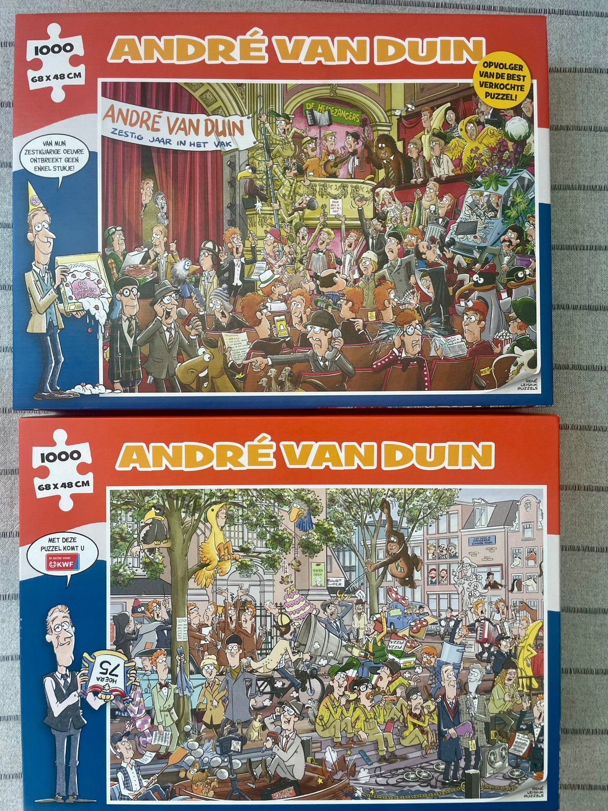2 André van Duin puzzels (2x 1000 stukjes) ophalen., Ophalen, 500 t/m 1500 stukjes, Zo goed als nieuw