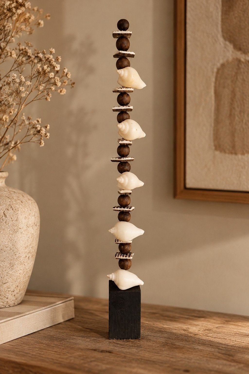 Decoratief Schelpenornament – Naturel & Bruin, Gebruikt, Meerkleurig, Boho, Ophalen of Verzenden