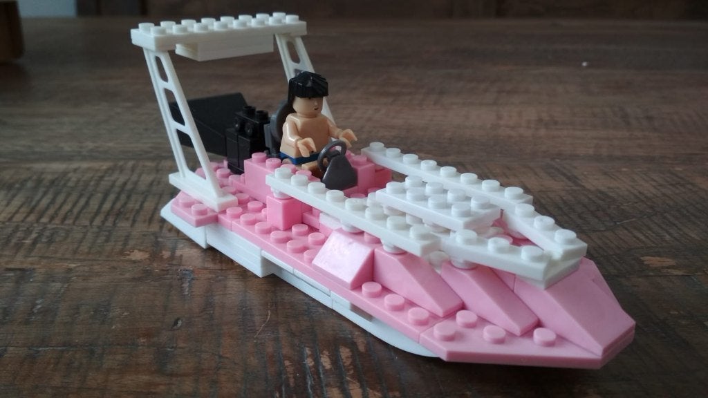Bouwstenen boot, jetski en strandstoel, past op Lego., Kinderen en Baby's, Ophalen, Zo goed als nieuw