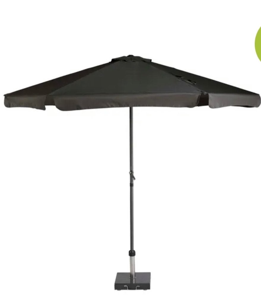 Parasol Platinum zwart 2,5 m dia met zwemgel en volant, Ophalen, Nieuw, 2 tot 3 meter, Stokparasol