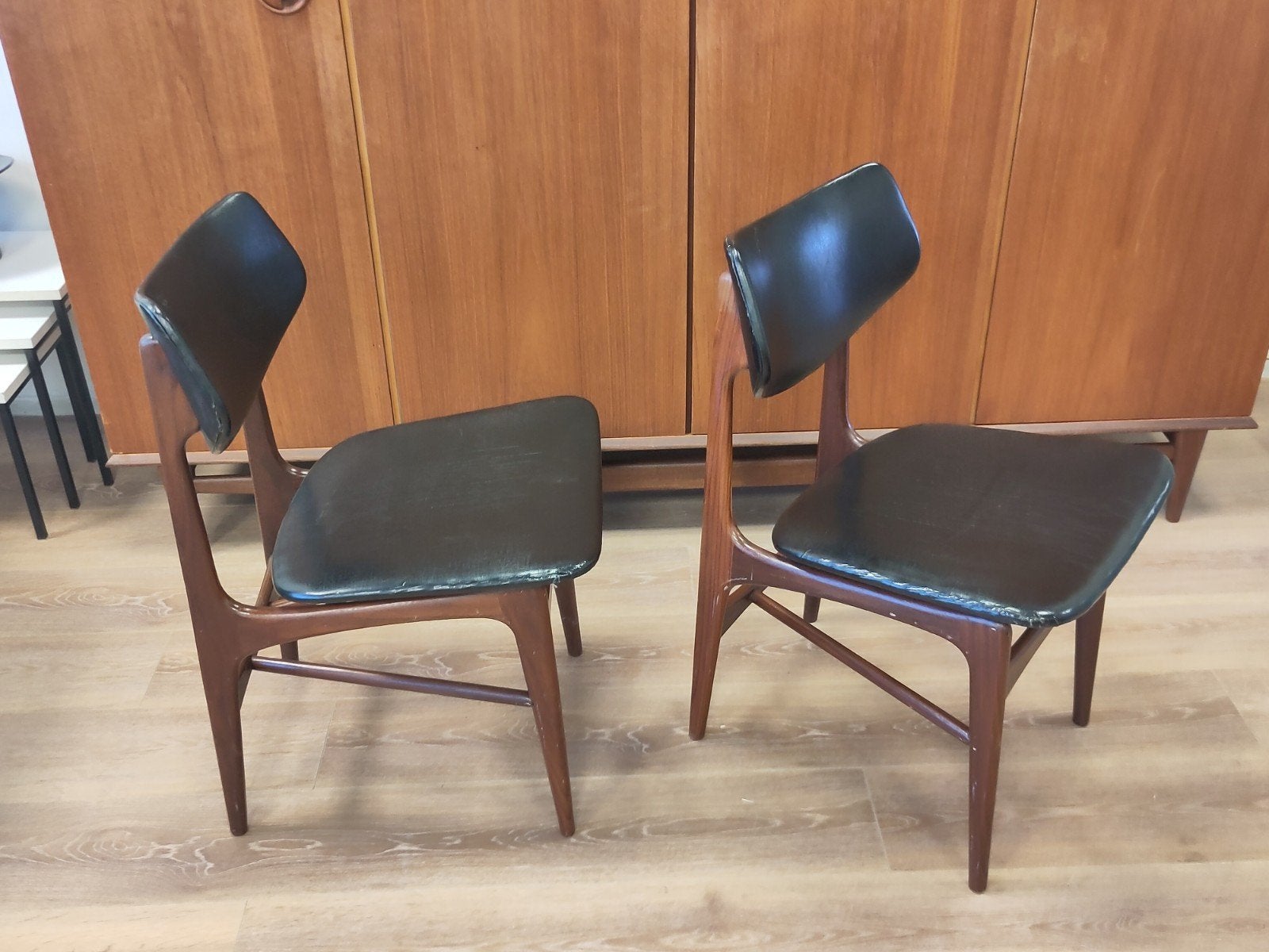 2x vintage teak houten Webe stoel Hamar Louis van Teeffelen, Hout, Gebruikt, Twee, .