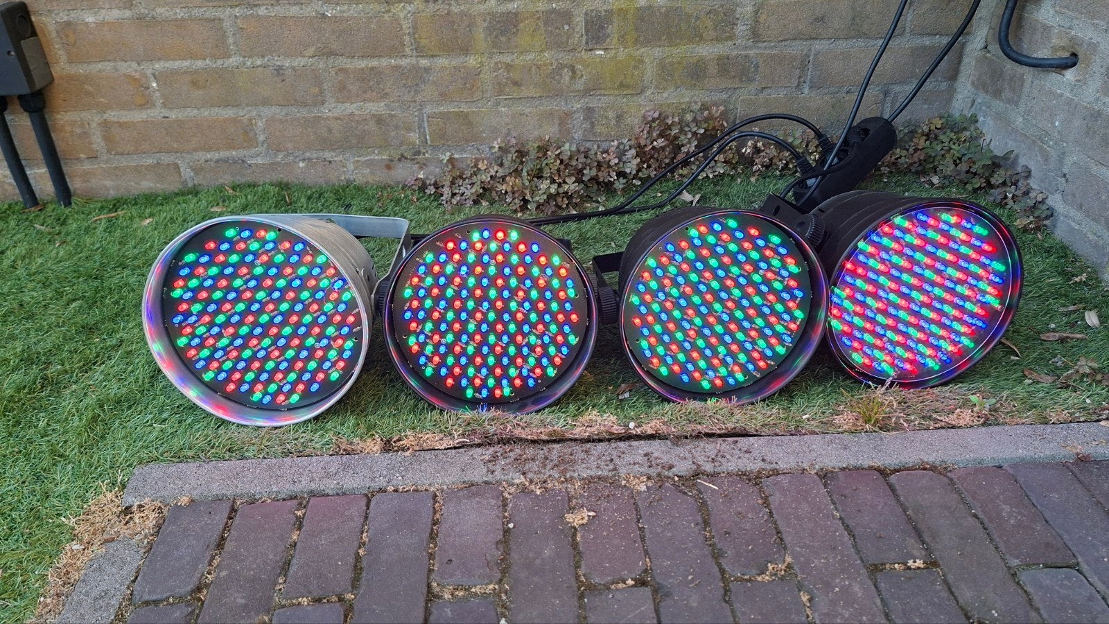 4x Showtec RGB LED par 56 DMX discolampen, Ophalen of Verzenden, Gebruikt, Licht, Geluidgestuurd