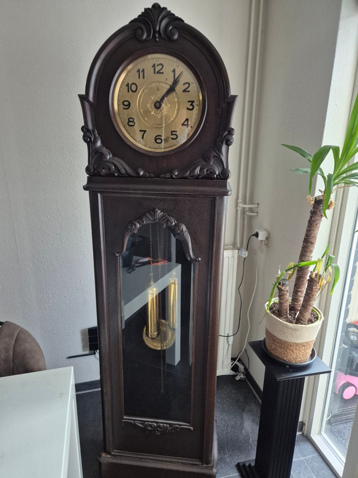 Antieke staande klok met gouden wijzerplaat, Antiek en Kunst, Antiek | Klokken, Ophalen