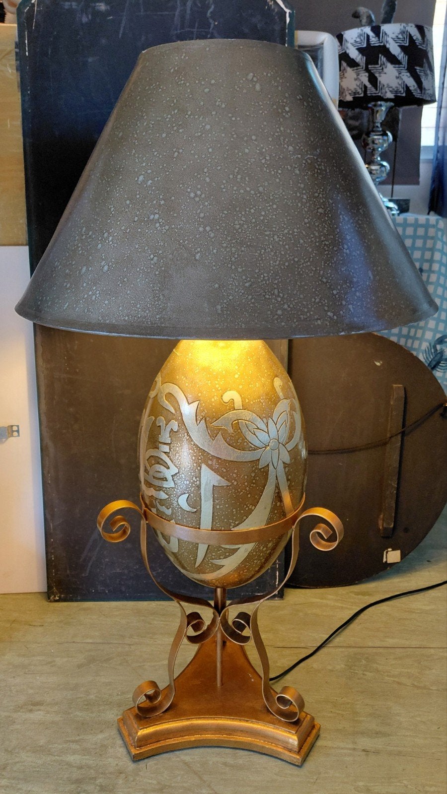 mooie grote ei lamp, Huis en Inrichting, Lampen | Tafellampen, Ophalen, Zo goed als nieuw