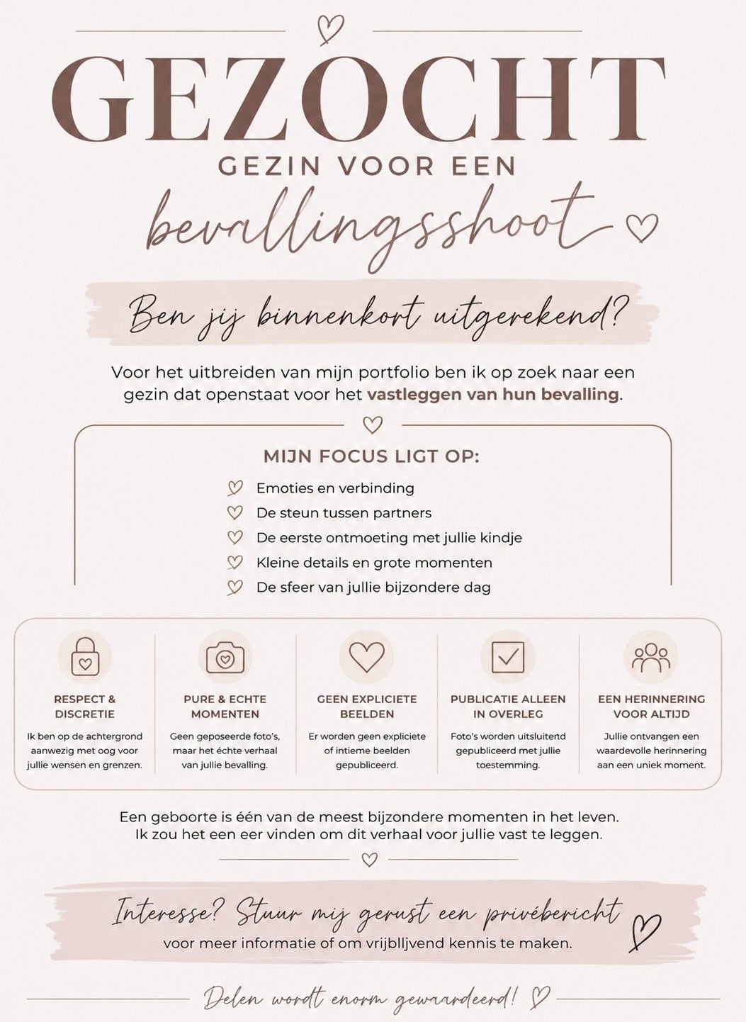 Bevallingsshoot!, Ophalen