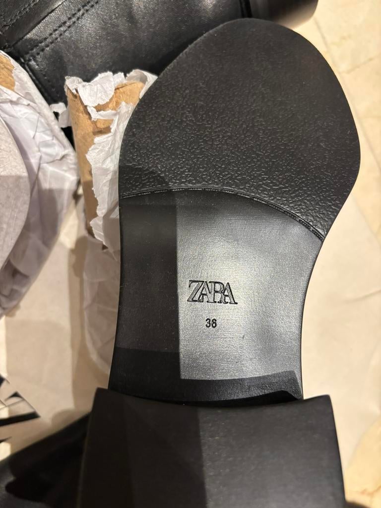 Leren larzen van zara maat 38, Ophalen of Verzenden, Zo goed als nieuw