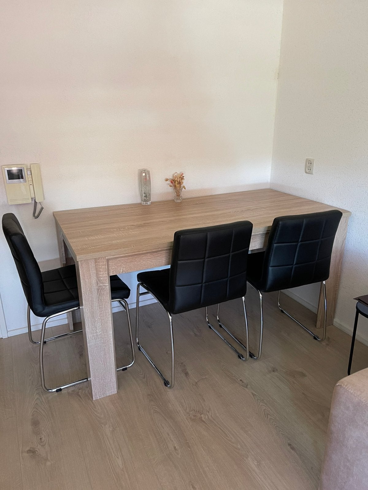 Eettafel met 4 stoelen, Ophalen, Zo goed als nieuw, Rechthoekig, 50 tot 100 cm