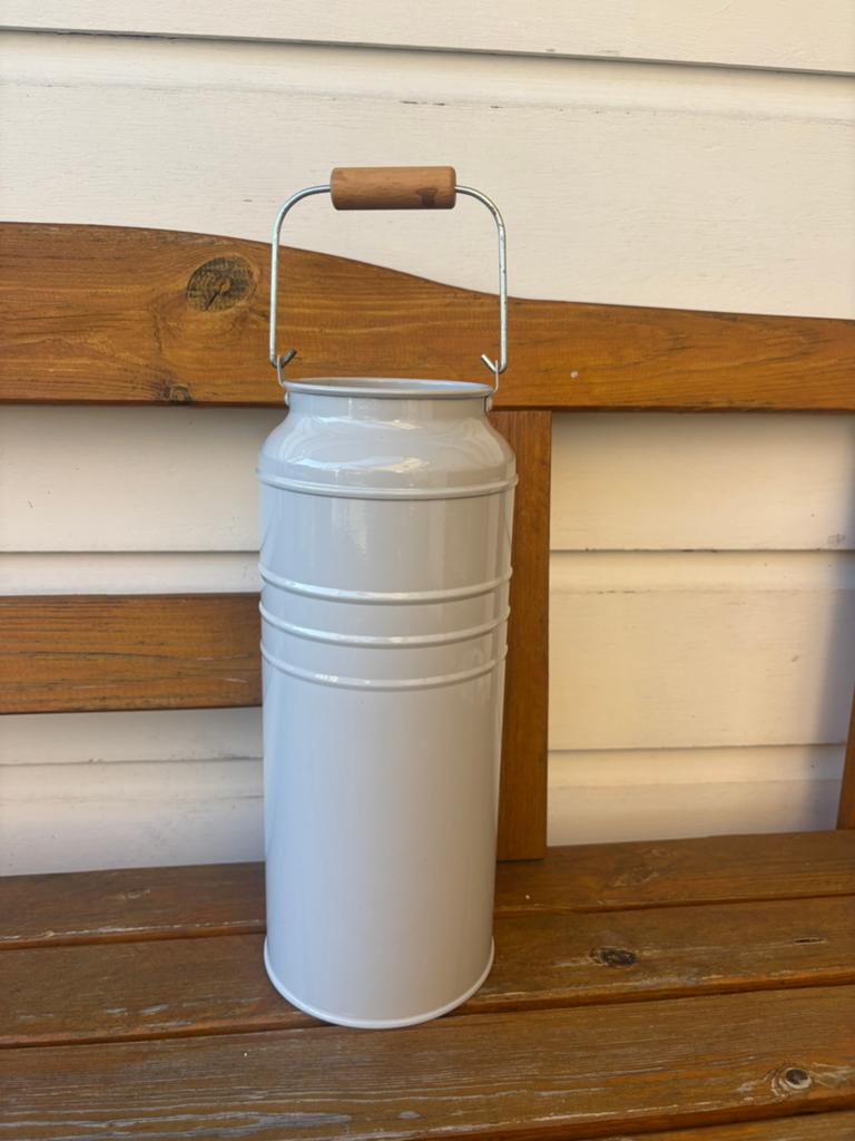 Vintage ikea socker melkbus bloemenvaas grijs metaal, Ophalen of Verzenden, Zo goed als nieuw, Overige materialen, Minder dan 50 cm