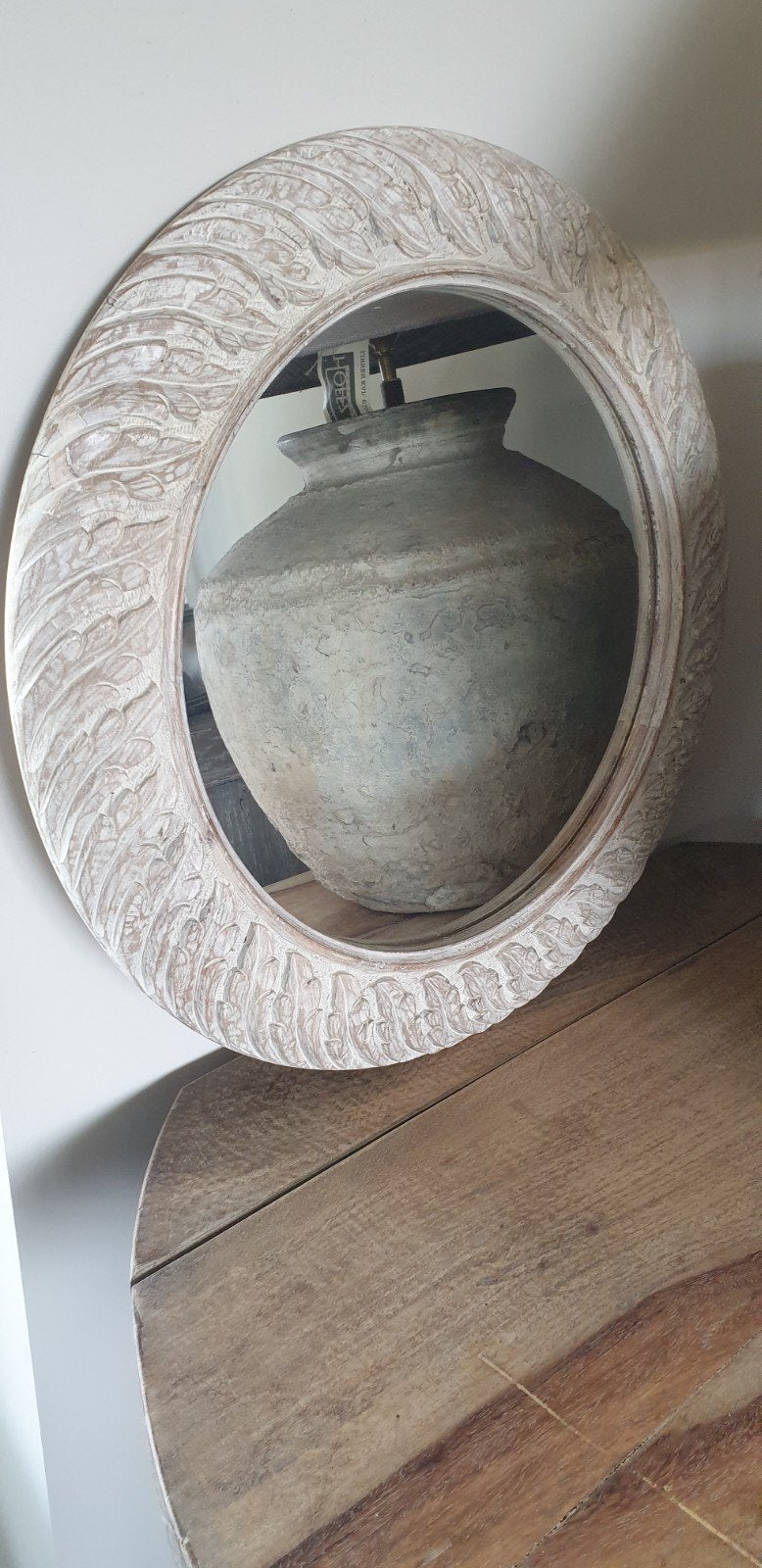 hoffz spiegel, teakhout, dia 59 cm, Rond, Nieuw, Ophalen of Verzenden, Minder dan 100 cm