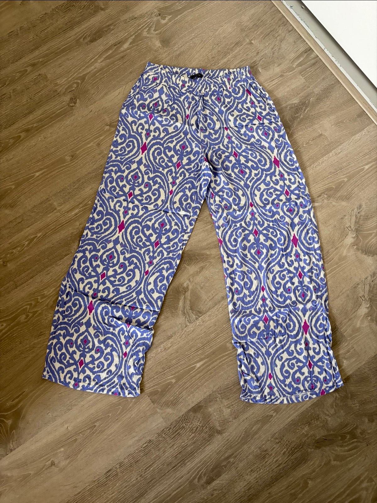 Chastar wijde broek met print - Maat L, Verzenden, Paars, Maat 42/44 (L), Zo goed als nieuw